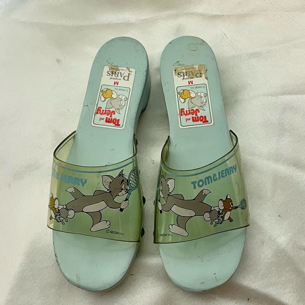 Tom & Jerry mgm inc M original sandals platforms kids girls euc vintage Paris